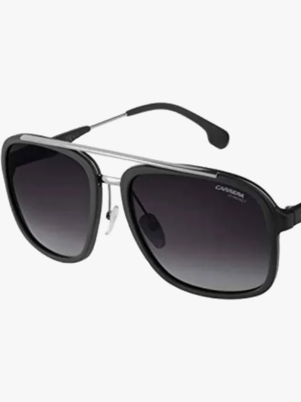 Carrera Men’s Black Frames with Silver Metal Double-Bridge Sunglasses